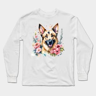 German Shepherd - Cute Watercolor Dog Long Sleeve T-Shirt